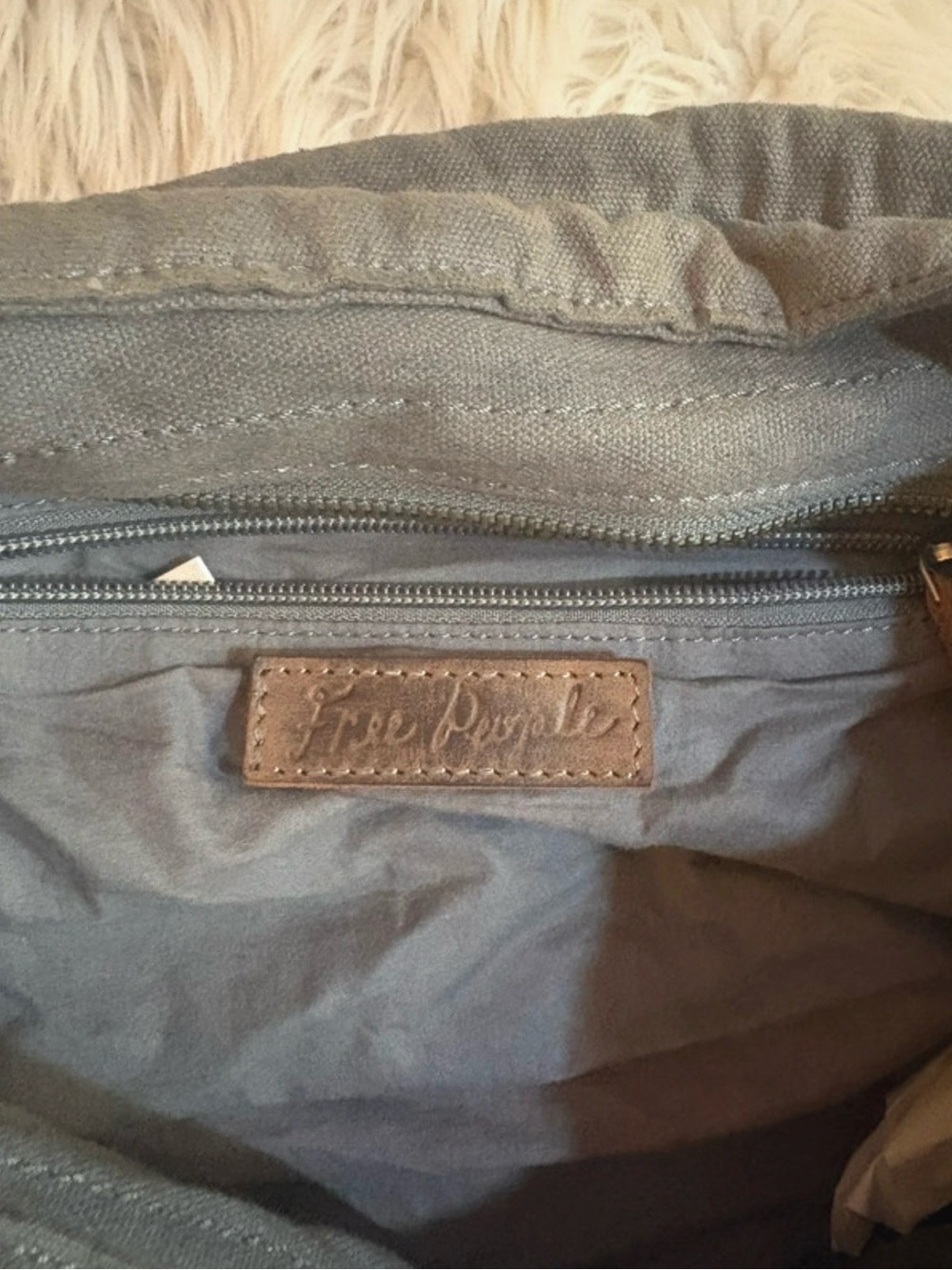 Free People Floral Embroidered Blue Satchel Handbag - Picture 2 of 4